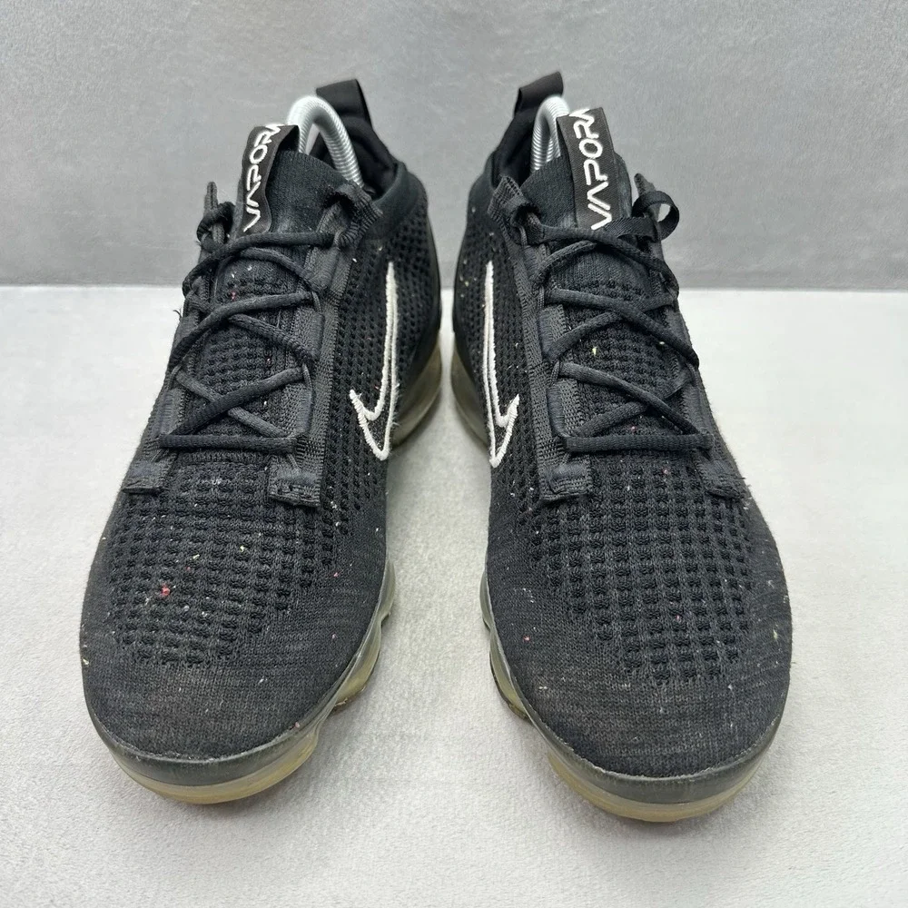 Womens Size 9 Nike Air VaporMax 2021‎ Flyknit Black Metallic Silver Sneakers
